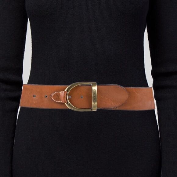 Ralph Lauren Brown Vachetta & Gold Tone Equestrian Stirrup Belt main image 4